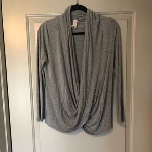 Grey Cross Front Cotton Cardigan